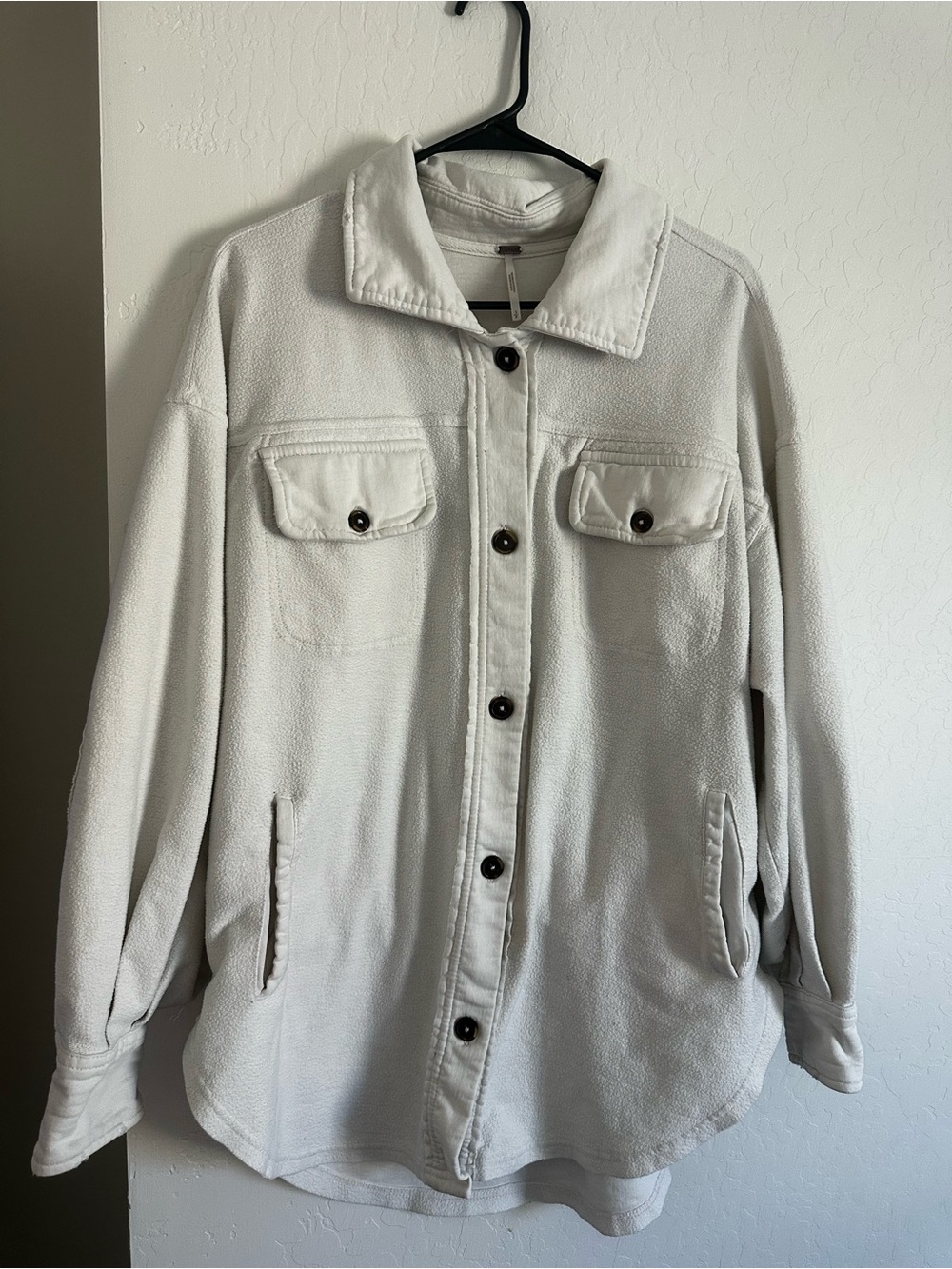Free People We The Free White Fleece Shirt Jacket Shacket Size S